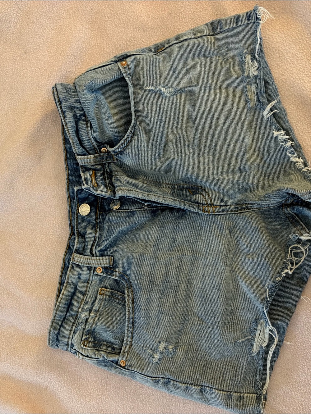 wild fable Light Blue Distressed High-Rise Denim Shorts